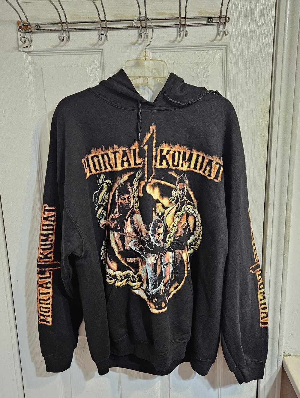 Mortal Kombat 1 Goat Crew Mens Black Hoodie - Fatality Scorpion - Sub Zero - XL